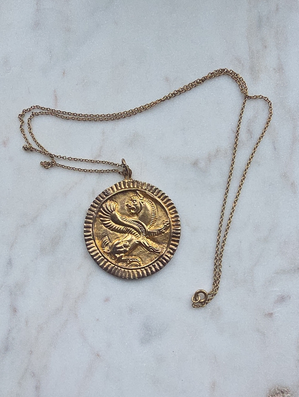 Vintage British Museum Shop (BM.P) Persian Winged Lion-Griffin Pendant Necklace